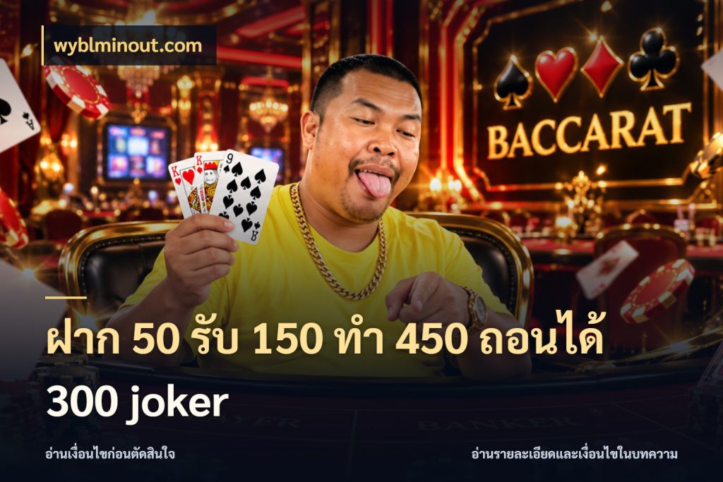ฝาก 50 รับ 150 ทํา 450 ถอนได้ 300 joker จุดเด่นของเครดิตที่คนชอบเกมอยากรู้ สไตล์ wyblminout.com