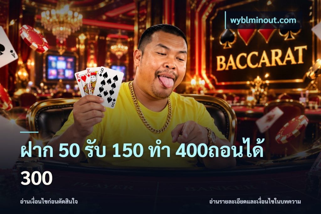 ฝาก 50 รับ 150 ทํา 400ถอนได้ 300