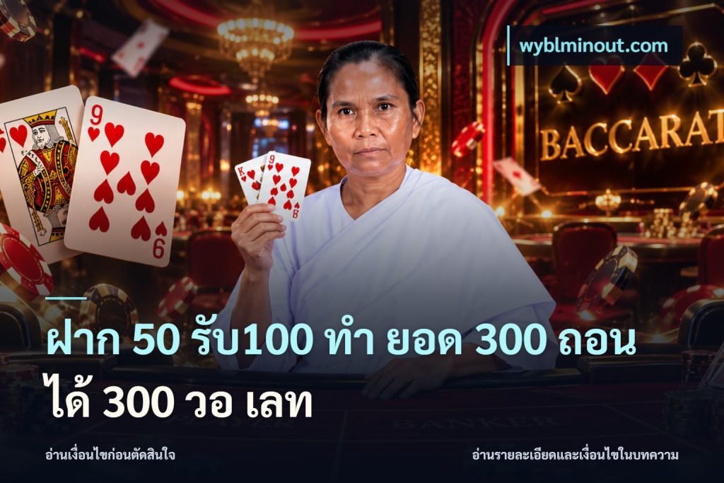 ฝาก 50 รับ100 ทํา ยอด 300 ถอนได้ 300 วอ เลท